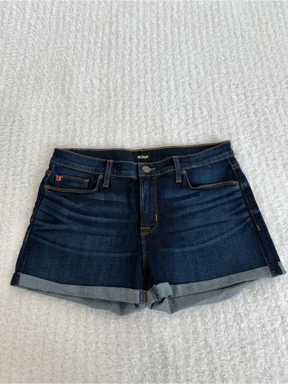 Hudson Jeans Dark Blue Cuffed Denim Shorts